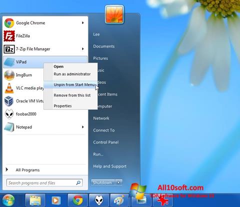 Screenshot ViStart per Windows 10