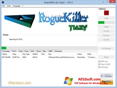 Screenshot RogueKiller per Windows 10