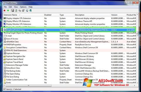 Screenshot ShellExView per Windows 10