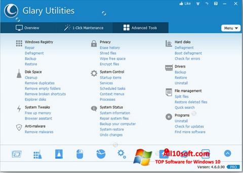 Screenshot Glary Utilities Pro per Windows 10