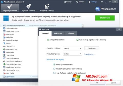 Screenshot Wise Registry Cleaner per Windows 10
