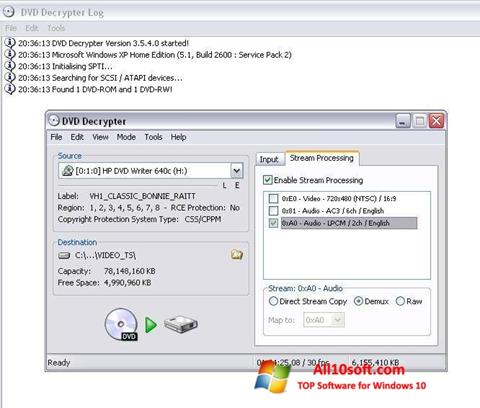 Screenshot DVD Decrypter per Windows 10