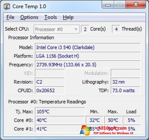 Screenshot Core Temp per Windows 10