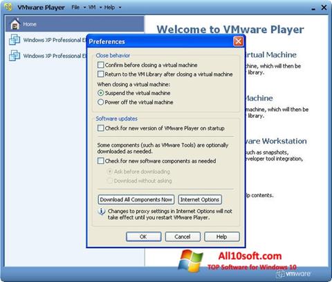 Screenshot VMware Player per Windows 10