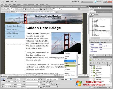 Screenshot Adobe Dreamweaver per Windows 10