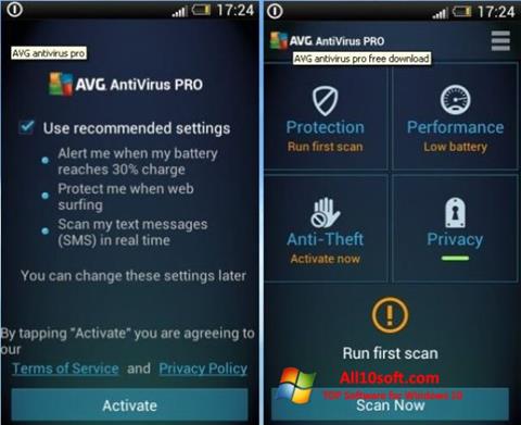 Screenshot AVG AntiVirus Pro per Windows 10