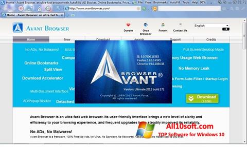 Screenshot Avant Browser per Windows 10