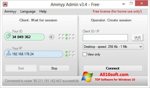 Screenshot Ammyy Admin per Windows 10