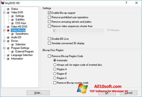 Screenshot AnyDVD per Windows 10