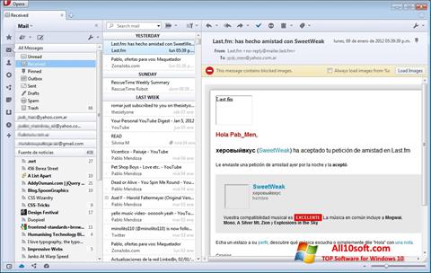 Screenshot Opera Mail per Windows 10