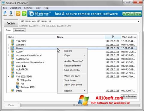 Screenshot Advanced IP Scanner per Windows 10