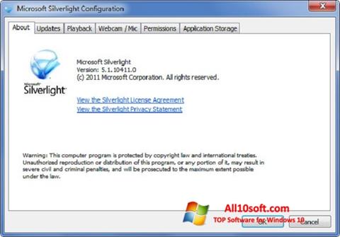 Screenshot Microsoft Silverlight per Windows 10