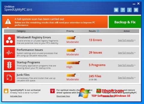 Screenshot SpeedUpMyPC per Windows 10