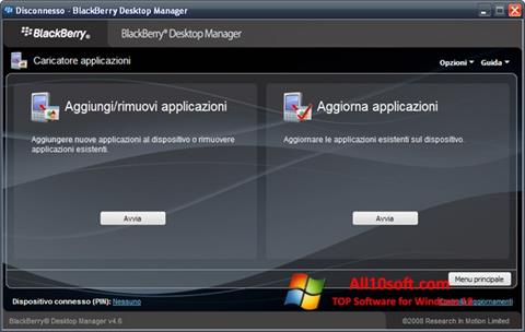 Screenshot BlackBerry Desktop Manager per Windows 10