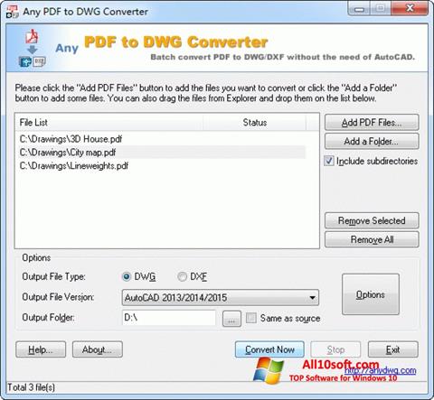 Screenshot PDF to DWG Converter per Windows 10