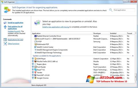 Screenshot Soft Organizer per Windows 10