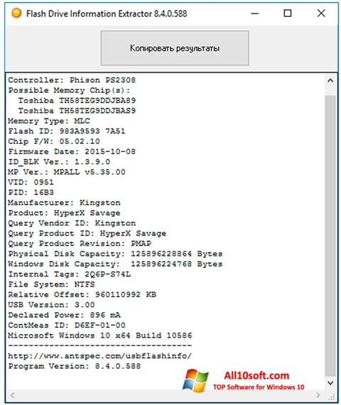 Screenshot Flash Drive Information Extractor per Windows 10