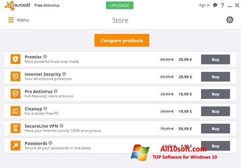 Screenshot Avast Free Antivirus per Windows 10
