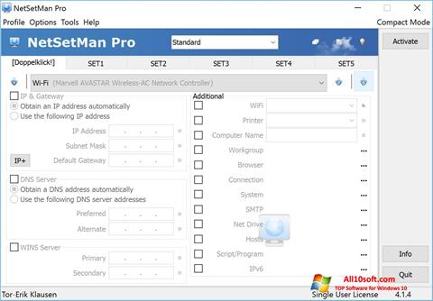 Screenshot NetSetMan per Windows 10