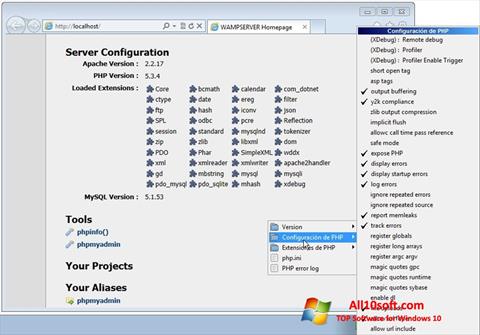 Screenshot WampServer per Windows 10