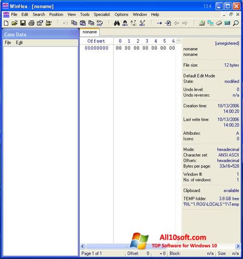 Screenshot WinHex per Windows 10