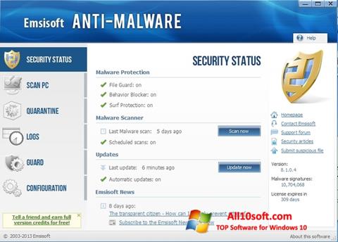 Screenshot Emsisoft Anti-Malware per Windows 10