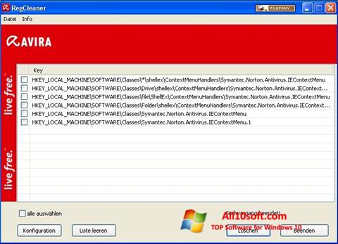 Screenshot Avira Registry Cleaner per Windows 10