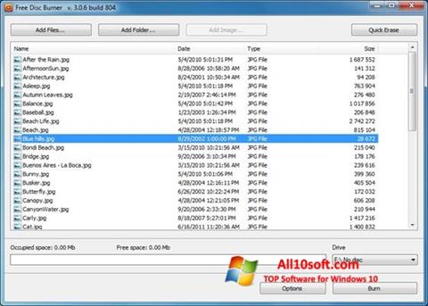 Screenshot Free Disc Burner per Windows 10