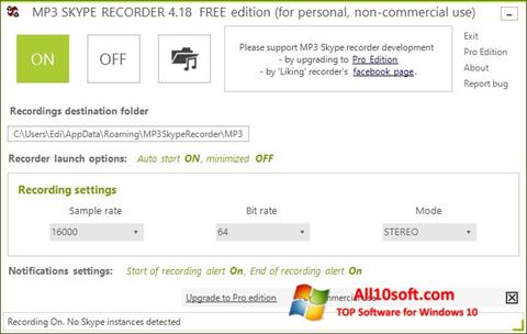 Screenshot MP3 Skype Recorder per Windows 10