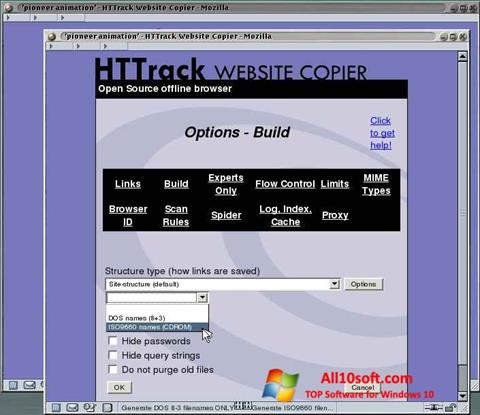 Screenshot HTTrack Website Copier per Windows 10
