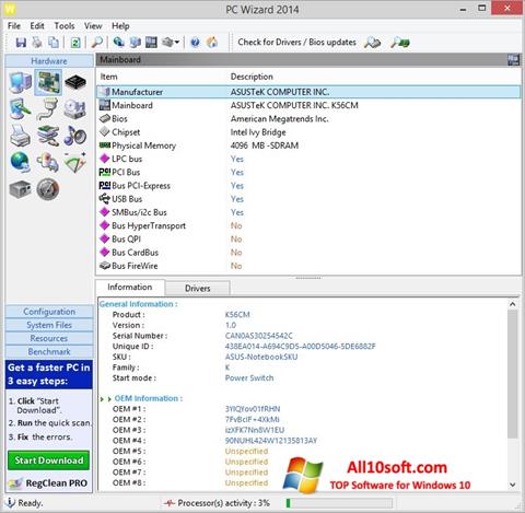 Screenshot PC Wizard per Windows 10
