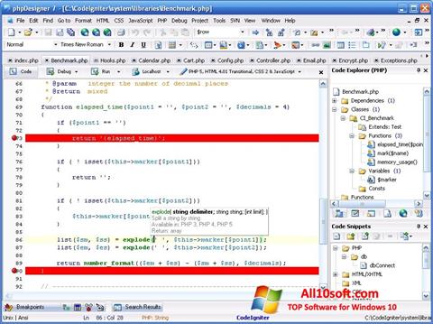 Screenshot phpDesigner per Windows 10