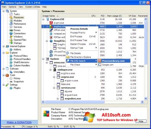 Screenshot System Explorer per Windows 10