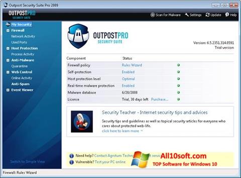 Screenshot Outpost Security Suite PRO per Windows 10