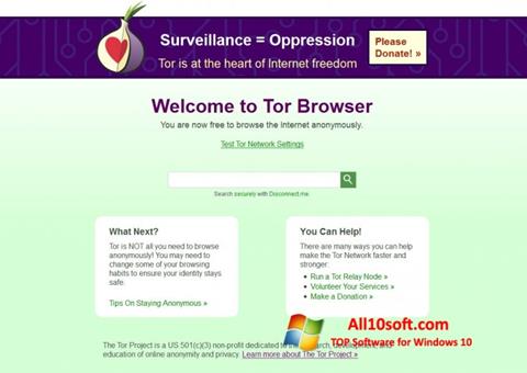 Screenshot Tor per Windows 10