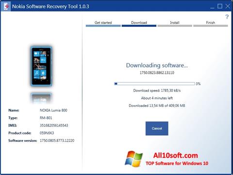 Screenshot Nokia Software Recovery Tool per Windows 10