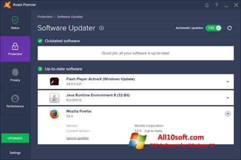 Screenshot Avast Premier per Windows 10