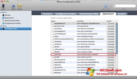 Screenshot iPhone Configuration Utility per Windows 10