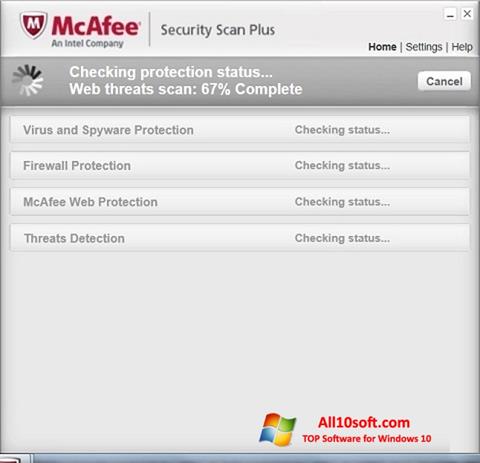 Screenshot McAfee Security Scan Plus per Windows 10