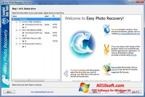 Screenshot Easy Photo Recovery per Windows 10