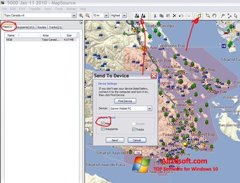 Screenshot MapSource per Windows 10