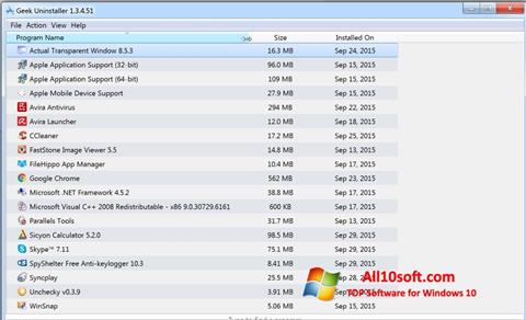 Screenshot Geek Uninstaller per Windows 10