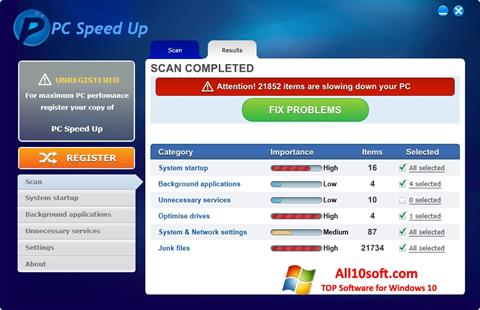 Screenshot PC Speed Up per Windows 10