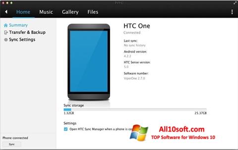 Screenshot HTC Sync per Windows 10