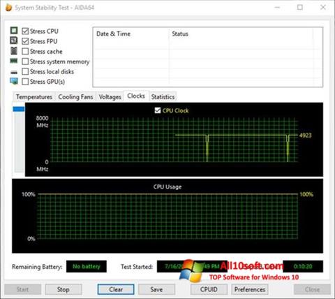 Screenshot CPU Stability Test per Windows 10