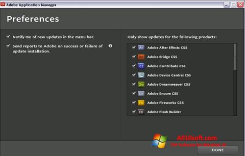 Screenshot Adobe Application Manager per Windows 10