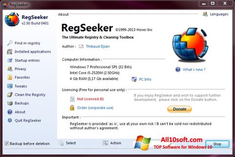 Screenshot RegSeeker per Windows 10