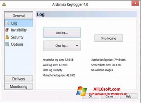 Screenshot Ardamax Keylogger per Windows 10