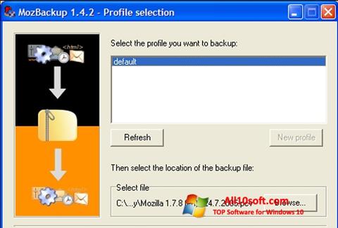 Screenshot MozBackup per Windows 10