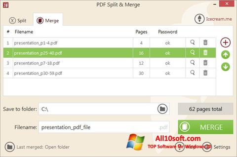 Screenshot PDF Split and Merge per Windows 10